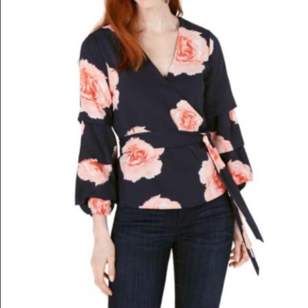 Bar III womens floral-print top